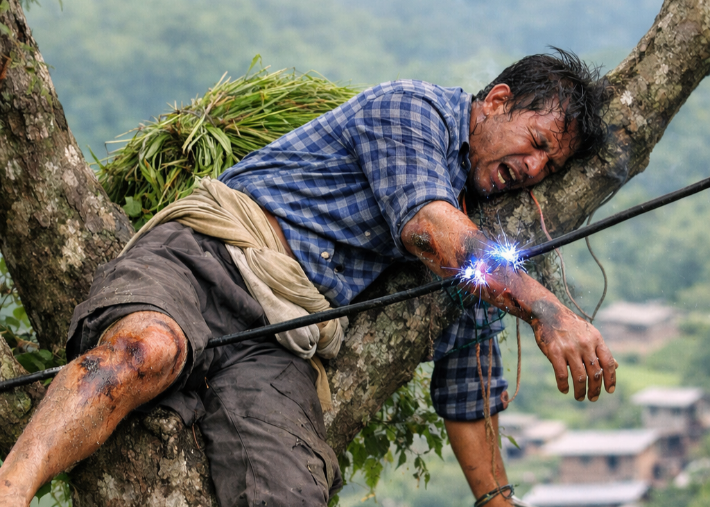 बिपिसिको जोखिमपूर्ण सेवा प्रवाह  : करेन्ट लागेर एक  जना गम्भीर घाइते