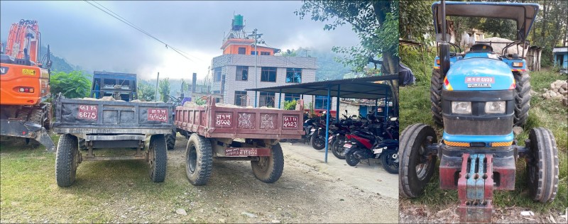 अवैध रूपमा नदीजन्य पदार्थ ओसारपोसारमा संलग्न तीन ट्याक्टर नियन्त्रणमा