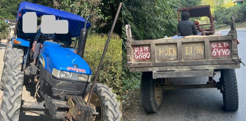 अवैध रूपमा उत्खननमा संलग्न दुई ट्याक्टर प्रहरी  नियन्त्रणमा